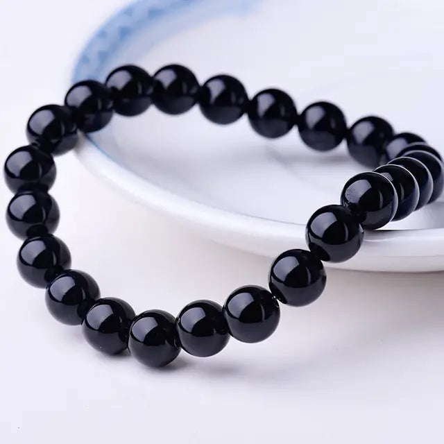 Beaded Bracelet 8mm Natural Stone Beads Men's Gorgeous Semi-Precious Black Onyx Lava Tiger Eye Healing For Women Men Jewelry