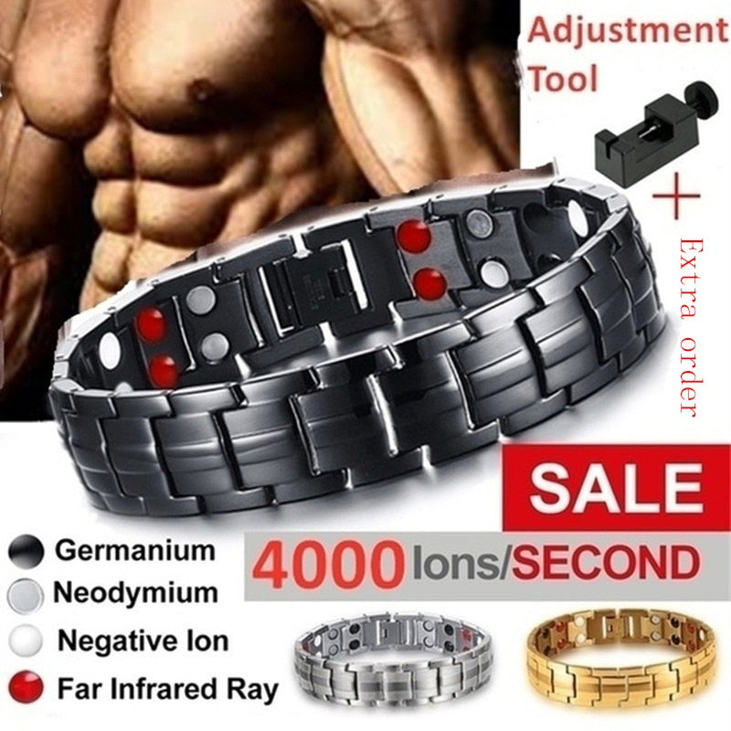 Men's Bracelets Magnetic Bracelet with Hook Buckle Clasp Therapy Bangles