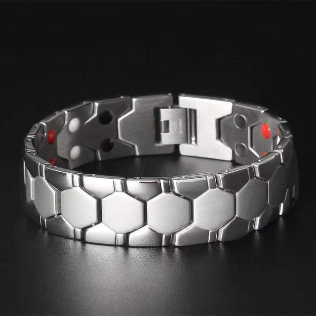 Men's Bracelets Magnetic Bracelet with Hook Buckle Clasp Therapy Bangles