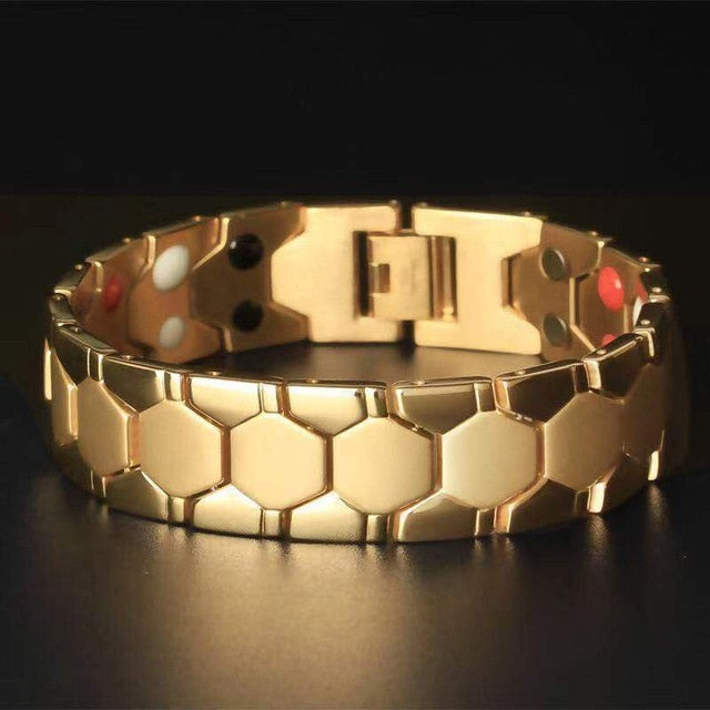 Men's Bracelets Magnetic Bracelet with Hook Buckle Clasp Therapy Bangles