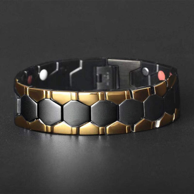 Men's Bracelets Magnetic Bracelet with Hook Buckle Clasp Therapy Bangles