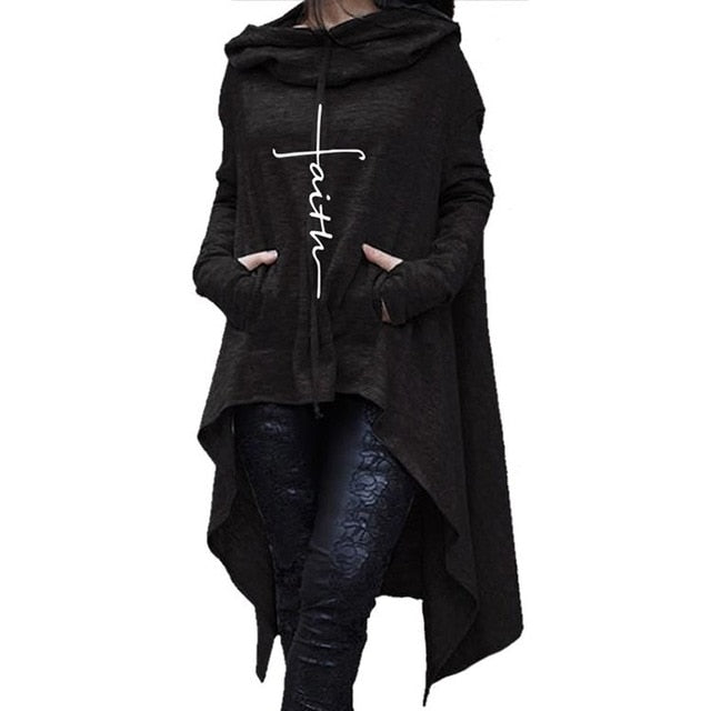 FAITH Embroidered Long Hoodies Women's