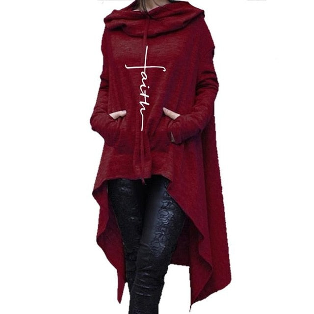 FAITH Embroidered Long Hoodies Women's