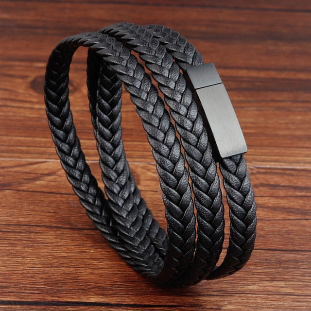 Luxury Style Combination Men's Leather Bracelet