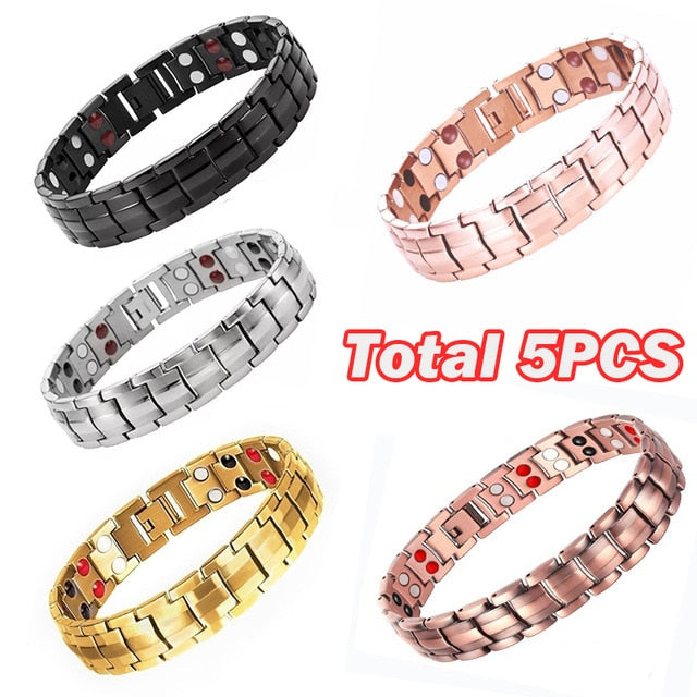 Men's Bracelets Magnetic Bracelet with Hook Buckle Clasp Therapy Bangles