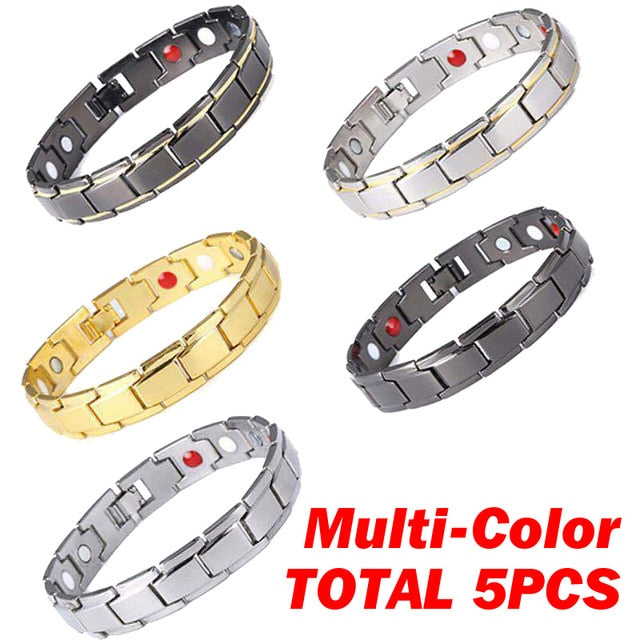 Men's Bracelets Magnetic Bracelet with Hook Buckle Clasp Therapy Bangles