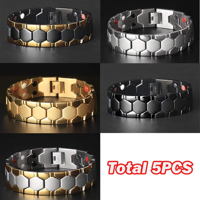 Men's Bracelets Magnetic Bracelet with Hook Buckle Clasp Therapy Bangles